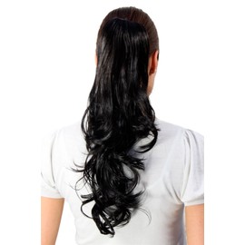 WIG ME UP - T148M-2 Black Long Wavy Curly Lace Ponytail Hairpiece