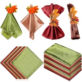 Ziliny 24 Pcs Fall Cloth Napkins 18 x 18 Inch Washable Reusable Polyester Fabric Autumn Pastel Napkins Cloth for Table Decorations Dinner Parties Cocktail, 4 Colors(Fall Colors)