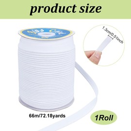 NBEADS 66 m Piping Tape for Sewing, 1.3 cm Bias Binding Tape, Double Folded Edging Tape, Sewing Craft Edging Tape for Sewing, Hemming, Piping, Quilting Projects, White
