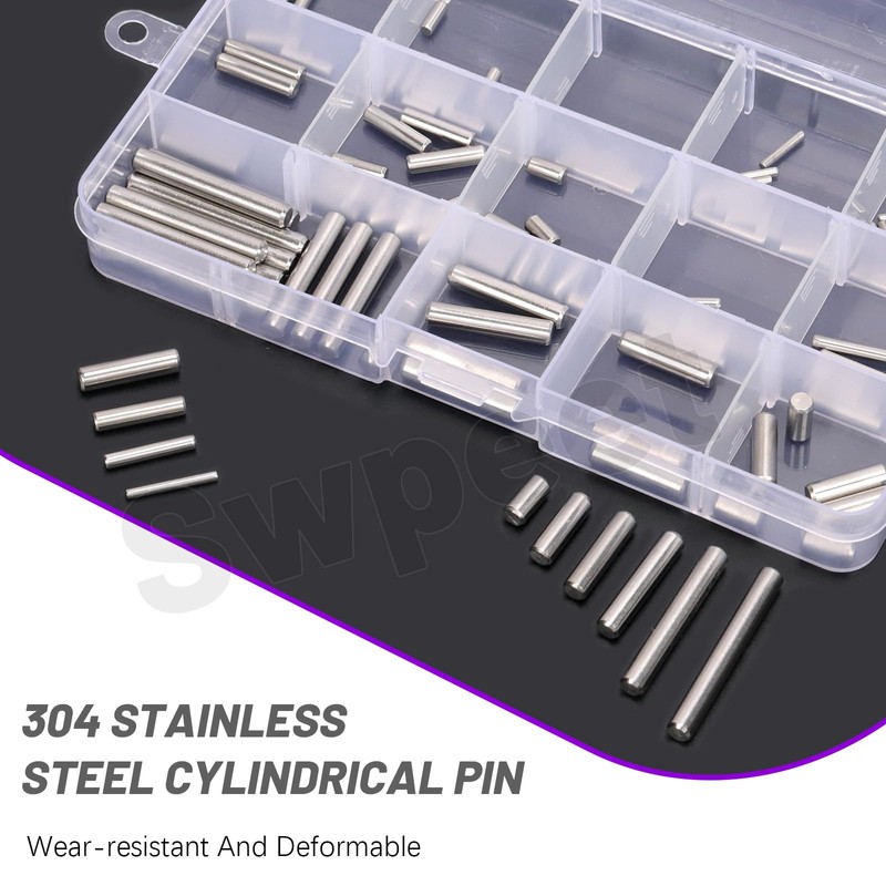 Swpeet 110Pcs M2 M3 M4 M5 304 Stainless Steel Dowel