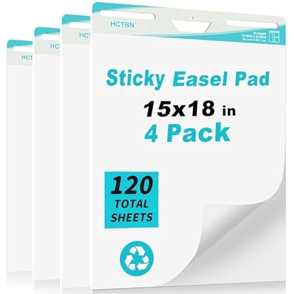 Self-Stick Mini Easel Pad, 4 Pads, 15 in x 18