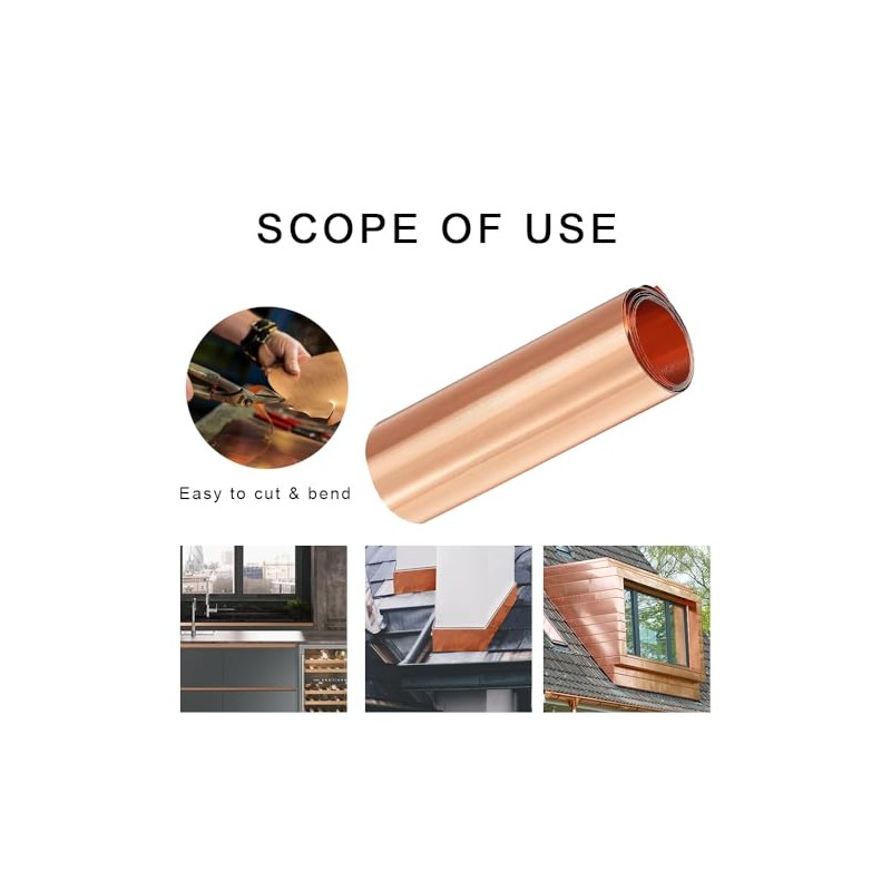 Aoktorkit Copper Sheet Roll, 0.1MM*50MM*1M (0.004"*1.97"*39")