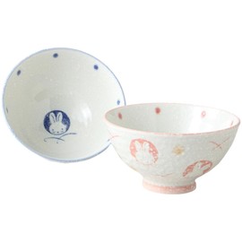 Ale-net Rice Bowl, Rice Bowl, Diameter 4.5 x Height 2.4 inches (11.5 x 6 cm), Round Crest Rabbit, Rice Bowl, Pair Pottery, Mino Ware