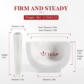 Koville Marble Mortar and Pestle Set, 5"-1.5 Cups Grinder Bowl for Guacamole, Salsa, Pill Crusher, Spice, Herb, Garlic, Nut, Heavy Duty Grinder for Kitchen(Namib Fantasy)