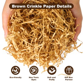 2LB Crinkle Cut Paper Shred Filler,Shredded Paper For Gift Basket Filler,White Confetti,Crinkle Cut Papers For Gifts Wrapping, Basket Filling, Birthdays, Weddings, Anniversaries-Brown