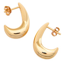Silver Smile – 18k Gold Vermeil Curved Teardrop Studs over Sterling Silver| Hypoallergenic| Attractive Design Earring Jewelry for Women |Ideal Pick