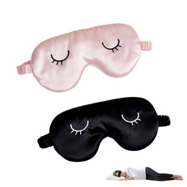 2 Stück Seide Schlafmaske Frauen Bequem Augenmaske Schlafbrille Damen,Lichtdichte Verstellbare Erwachsener Augenmaske Schlafmaske Sleeping Mask,Schlafmasken für Reise & Nachtruhe,Schlafmaske Lustig