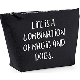 Hippowarehouse Life Is A Combination Of Magic And Dogs printed make up cosmetic wash bag 18x19x9cm