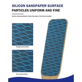 BEZOX Foot File Callus Remover with Bamboo Handle(1 PCS), Double-Sided Portable Foot Sander, Professional Pedicure Heel Scrubber for Smooth and Beautiful Feet - Blue