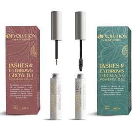 Combo Crecimiento y Fortalecimiento de Pestañas y Cejas Suero + Gel Suero con Biotina & Péptidos + Gel Fortalecedor Transparente con Extractos Naturales Más Largas, Densas y Fuertes