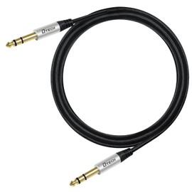 DTECH Electric Guitar Cable TRS 1/4 Instrument Cable Aux Right Angle Balanced Stereo Jack Quarter Inch 6.35mm (1M)