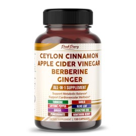 PEAKPURY Ultra All-in-1 Ceylon Cinnamon, Apple Cider Vinegar, Berberine & Ginger – Supports Metabolic Balance & Heart Wellness – Made in The USA – 150 Capsules