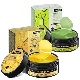 2 Paquetes 60 Pzas Parches Debajo De Los Ojos, Oro De 24KVerde, 30 Pares Mascarilla Para Ojos Hinchados Tratamiento De Ojeras, Almohadillas De Gel De 