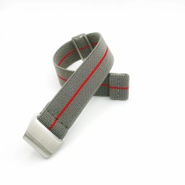 Seals Watch Company New Diver Elastic Watch Strap Marine Nationale in 22mm - Storm Gray with Red