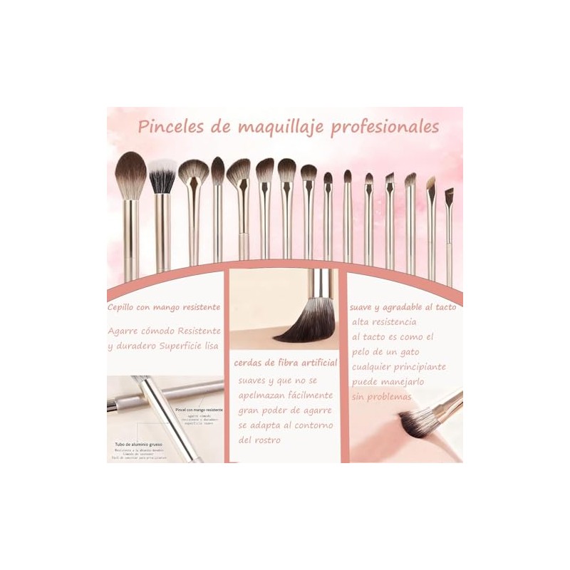 Lumbor37 Brochas para Maquillaje, Juego de Brochas de Maquillaje Profesional