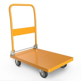 Auto Dynasty Foldable Platform Truck, 771lbs Capacity Folding Push Cart Dolly Hand Truck for Moving Warehouse, Workshop, Office, 28.7" x 18.5" x 32.6" (Yellow)