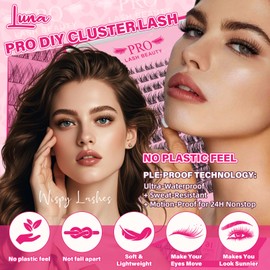 Natural Lash Extension Kit Wispy Lash Clusters Kit Lash Clusters Lash Bond Remover Eyelash Applicator Beginner DIY Lashes Kit Easy to Use(Luna,8-16mix)