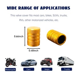 povtii 4 PCS Car Tire Valve Stem Caps, Aluminum Anti Corrosion Tire Air Caps with with Plastic Seal, Universal Leakproof Tyre Stem Cover, Car Accessories for Truck Bike Motorcycle (Golden)