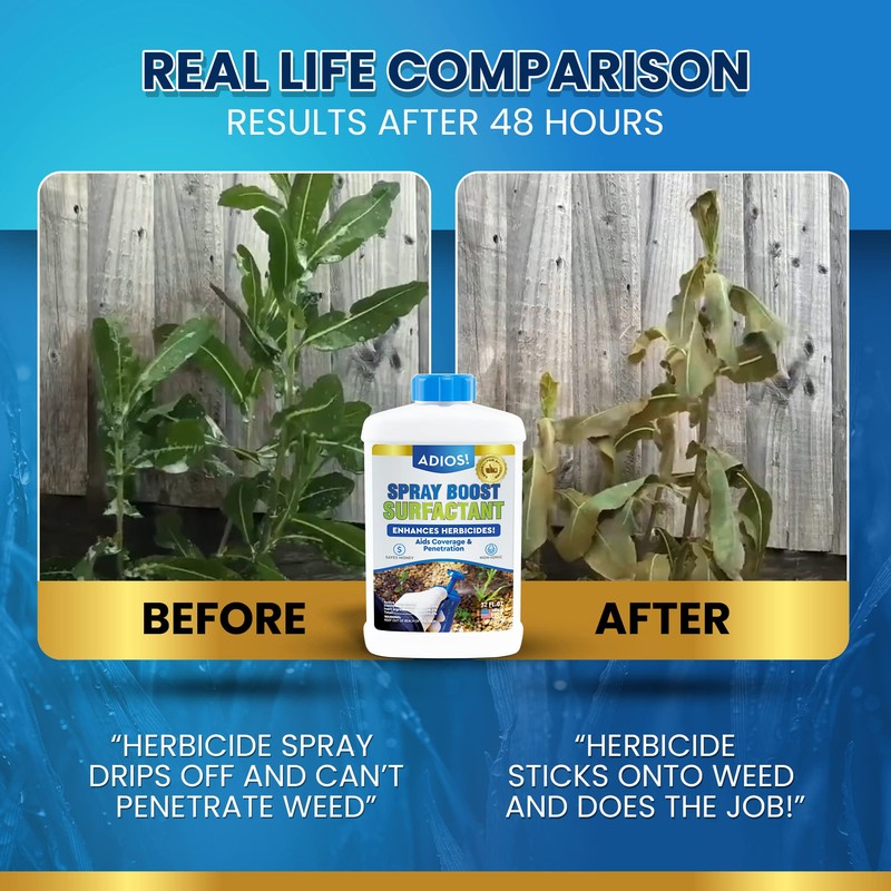 Adios! Spray Boost Surfactant for Herbicide and Weeds, Treats 400