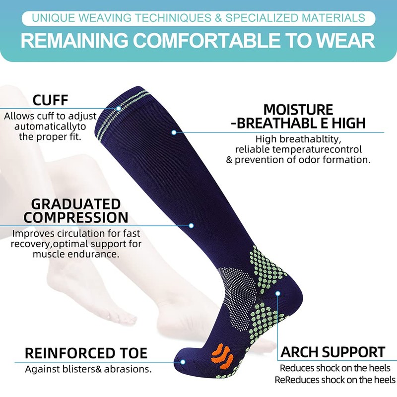 Compression Socks (2 Pair) for Men and Women 20-30 mmHg
