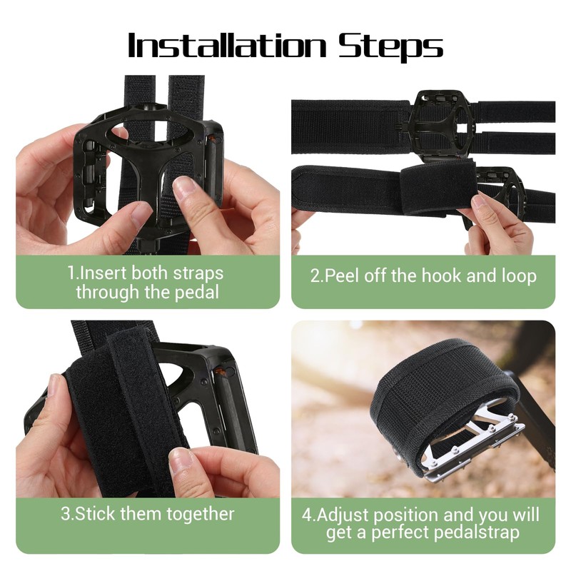 1 Pairs Bike Pedal Straps, Toe Clips Straps Adjustable Anti-Slip
