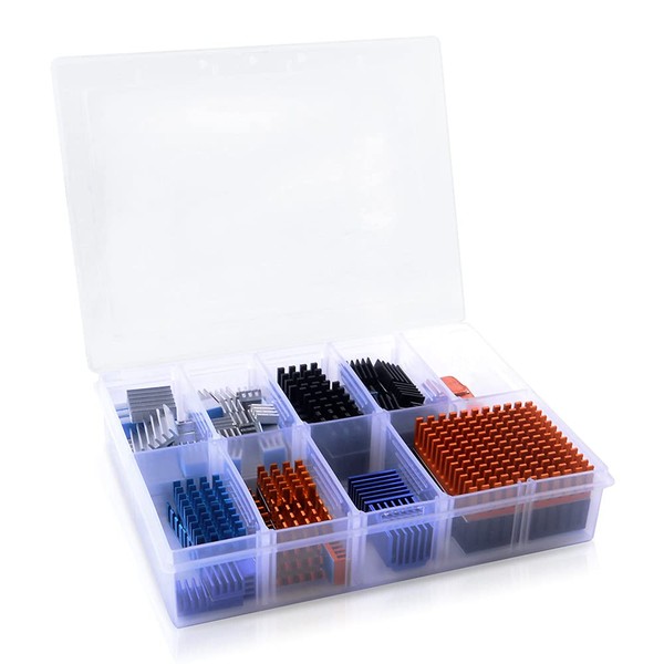GeeekPi 102 Pieces (12 Different Sizes) Heatsink Kit with Conductive