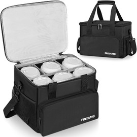 Reusable 6 Cups Drink Carrier for Delivery Portable Insulated Drink Caddy Cup Holder Bag with Handle & Dividers Beverages Food Carrier Tote Bag with Cup Holder for Take Out, Outdoors