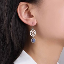 Iaceble Punk Spiral Gemstone Dangle Earrings Silver Spiral Drop Earrings Ethnic Spiral Earrings Spiral Swirl Earrings Spiral Circle Earrings Jewelry for Women