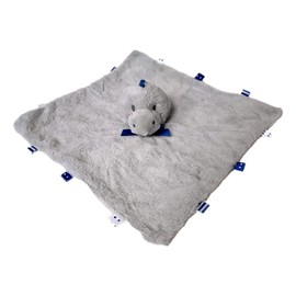 SONA G DESIGNS Brontosaurus Dinosaur Lovey Security Blanket - Gray Bronto Dino Ribbon Tags