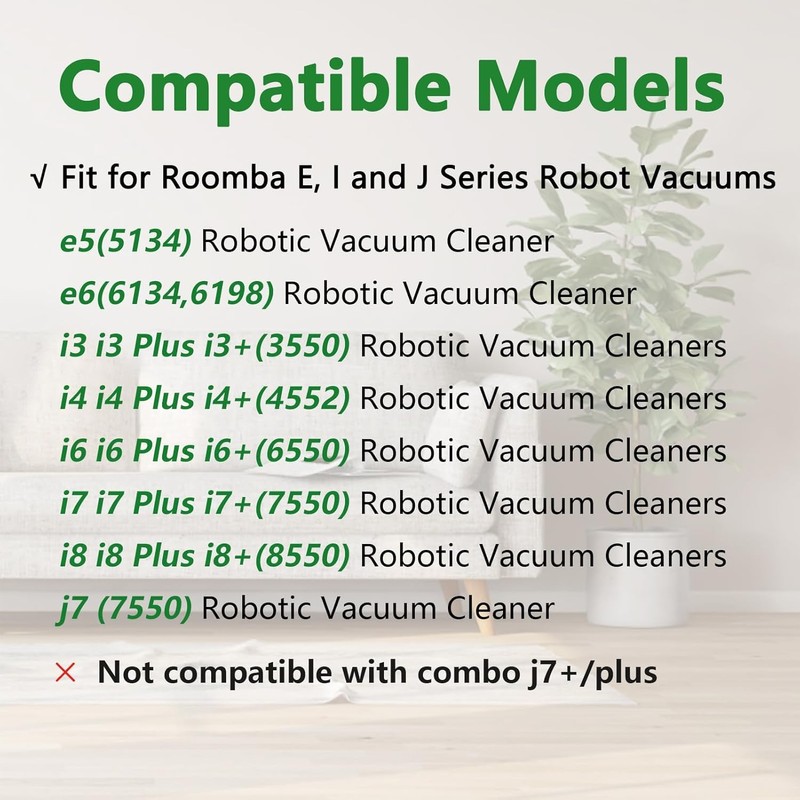4 Set Rubber Roller Brushes Compatible for iRobot E &