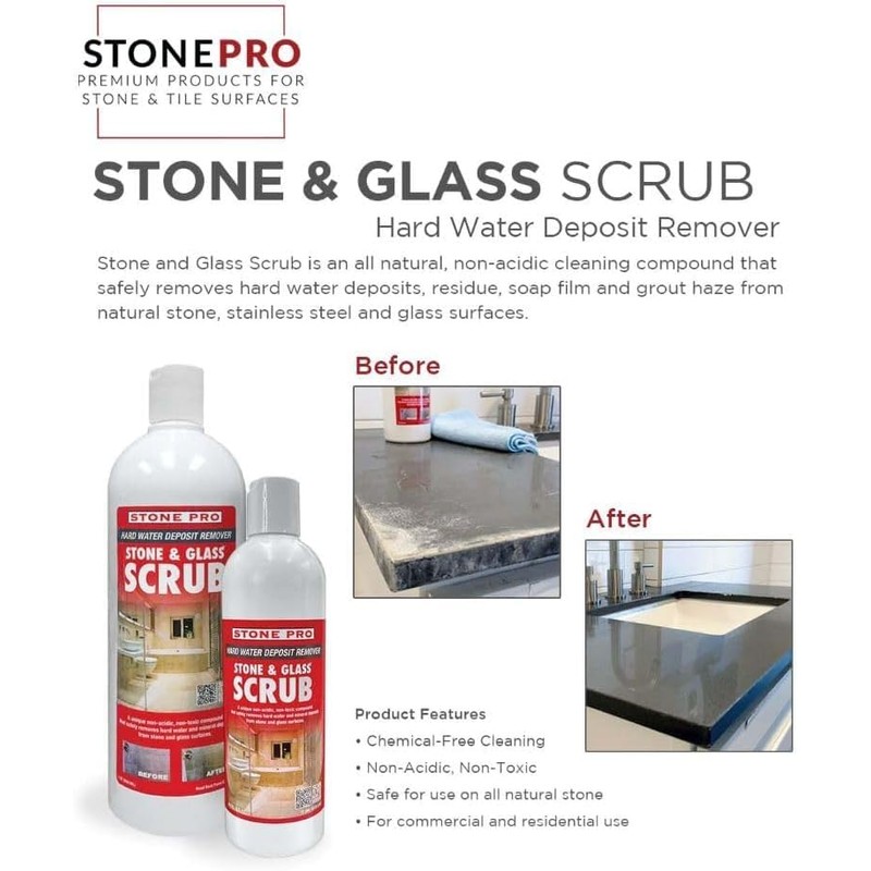 Hard Water Deposit Remover KIT - Scrub Deep Cleans Granite
