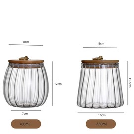 TINGJUNN Glass Coffee and Tea Jar, Airtight Glass Jar , Airtight Coffee Nut Tea Container with Bamboo Lid, Metal Handle, Easy Access (cone)