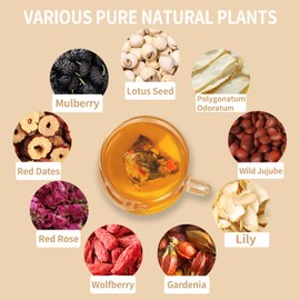 Sleep Herbal Tea - Night Time Tea for Bedtime - 20 Tea Bags with Mulberry, Red Date, Gardenia, Red Rose, Jade Bamboo, Lotus Seed, Goji Berry, Lily, Semen Ziziphi - Natural Night Sleeping Tea for Women