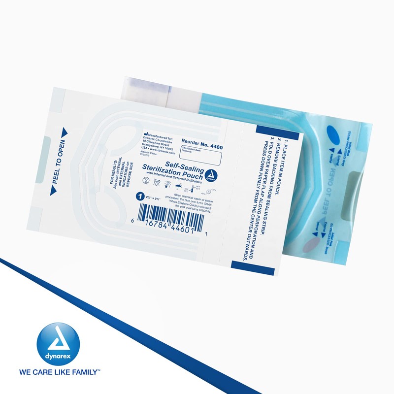 Dynarex Sterilization Pouches - Self-Sealing Autoclave Bags for Medical, Dental,
