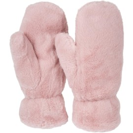 styleBREAKER 09010050 Women's Mittens Made of Cuddly Fake Fur Material - Soft and Warm Faux Fur Winter Gloves, Antique Pink