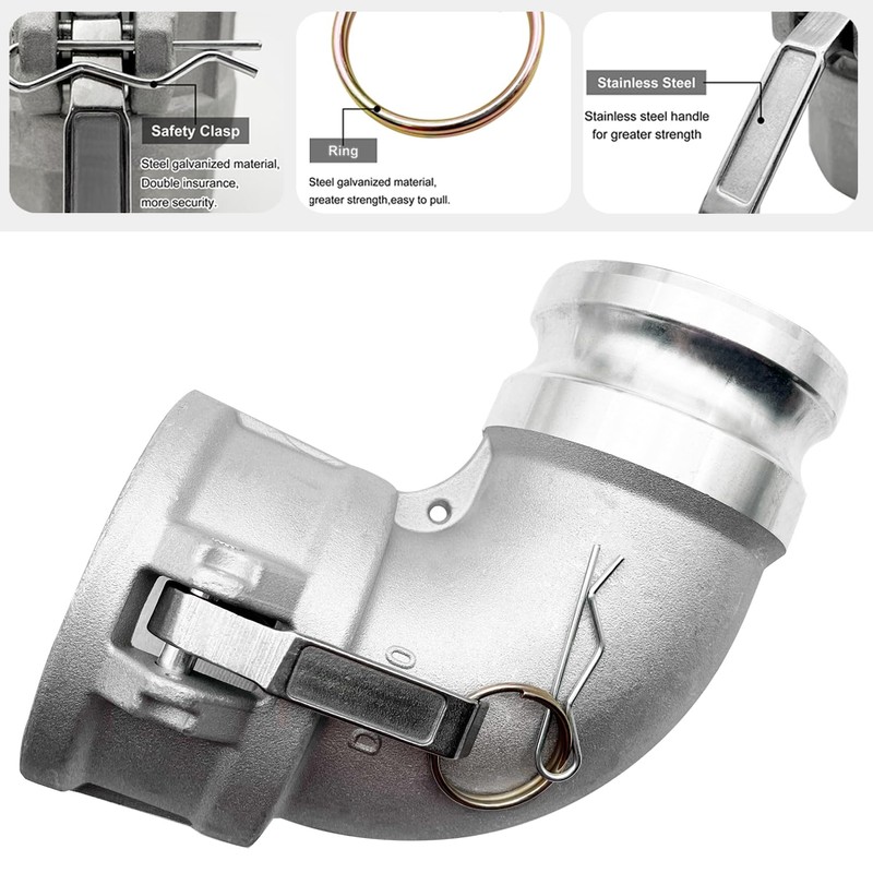SAFBY Aluminum Type DA Camlock Fitting, 90° Elbow, 3" Female
