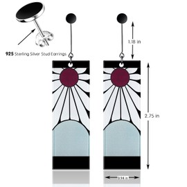 925 Sterling Silver Earrings,Anime Cosplay Black Earrings Ear clip For Men Women Earrings (E2)