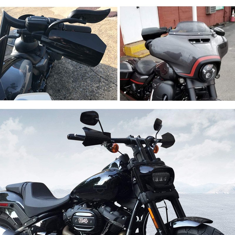 StarknightMT Motorcycle Handguards Black Coffin Cut Stainless Steel Hand Guards