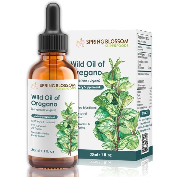 30ml Oregano Oil 100% Pure & Undiluted Min 92% Carvacrol Super-Strength Himalayan Essential Oil of Oregano (Origanum Vulgare) Highly Potent Immunity Booster for Cold, Cough, Sore Throat & Gut Health