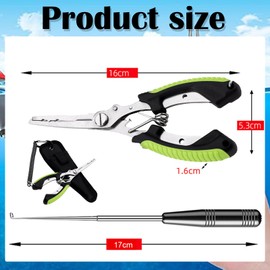 Fishing Pliers, 4-Piece Fishing Multi Tool Set with Fishing Scissors, Split Ring Pliers, and Fishing Forceps, Includes Nylon Bag and Black Hook Remover for Sea Fishing, Ice Fishing, and Fly Fishing