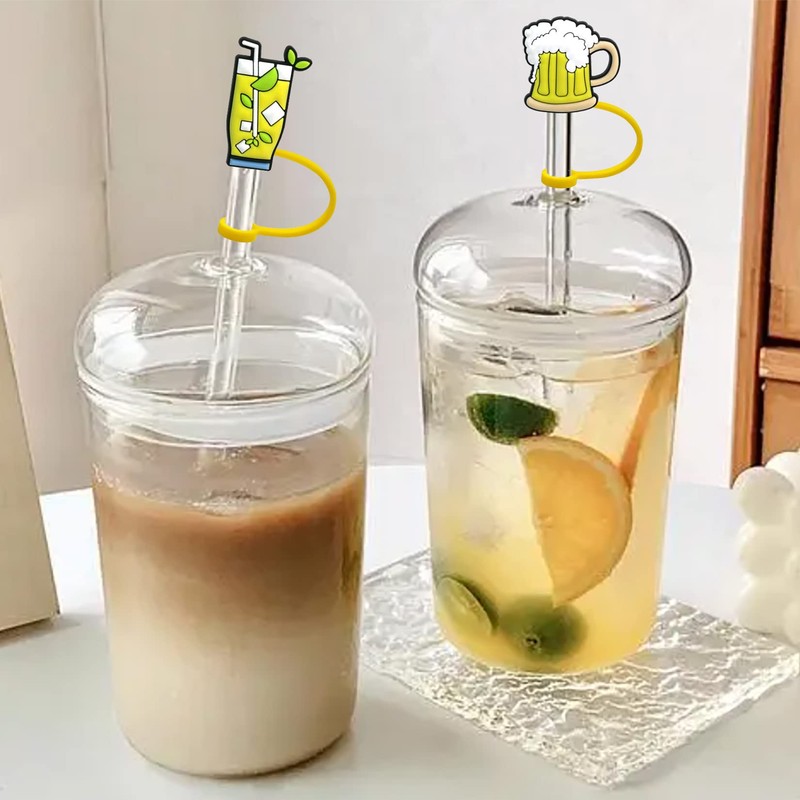 6Pcs Silicone Straw Tips Cover, Lid, Reusable Toppers, Dust-Proof Plugs