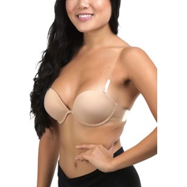 ToBeInStyle brasier en V convertible Deep Plunge para mujer, Correas transparentes: beige, 32B