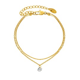 VICKWOOD Anklets for Women 20 cm to 30 cm Waterproof Stainless Steel 18 K Gold-Plated Gold/Rose Gold/Silver with Heart //Smiley / Plate Gift for Women, Stainless Steel