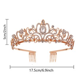 Wedding Tiara Crown Crystal Rhinestone Bridal Princess Tiara with Comb for Wedding Prom Birthday Party, Rhinestone, Rhinestone