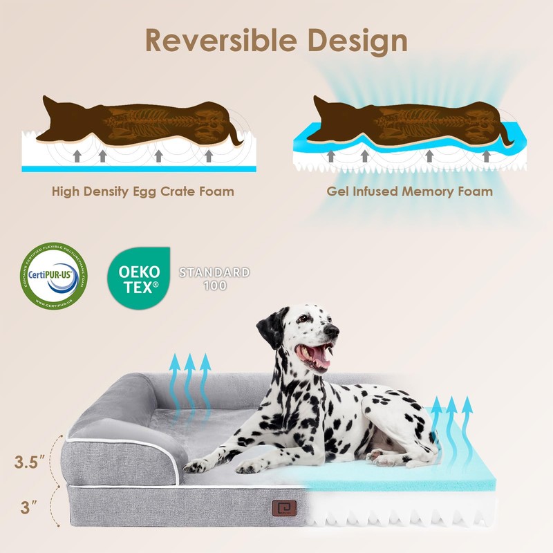 EHEYCIGA Orthopedic Dog Beds Large Sized Dog, Waterproof Memory Foam