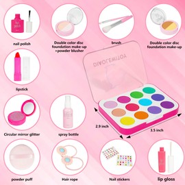 Diaolewitoy 15PCS Pretend Makeup Kit for Girls, Kids Pretend Makeup Toys for Girls Gifts 3+ Years Old (Not Real Makeup) (Pink)