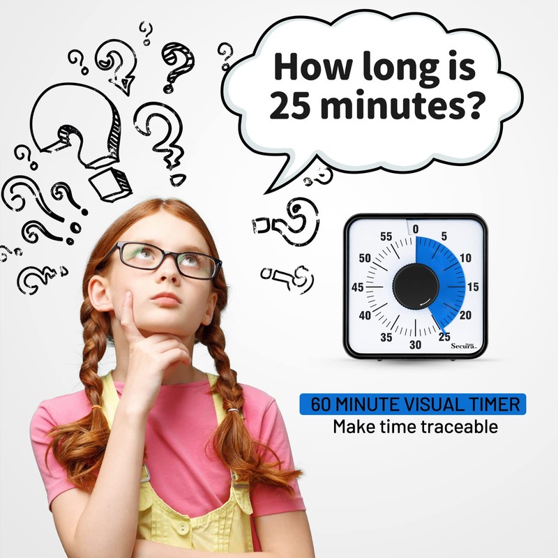 60-Minute Visual Timer, 7.5 Inch Oversize Countdown Timer Clock for