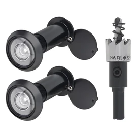HOJLKLD Door Viewer Peephole, 200 Degree Peephole with 5/8" (16 mm) Drill Bit for 1-1/2" to 2-3/8" Doors, Security Front Door Viewer with Privacy Cover (Black)