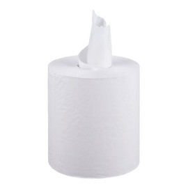 Center Pull Paper Towels, 1-Ply, 750ft Roll, White, 6/Case
