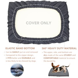 Dog Bed Cover Waterproof Replacement Machine Washable Covers for 41x27 Inch Dog Bed Heavy Duty Scratch Resistant Mattress Protector Pet Bed Cover Only Grey